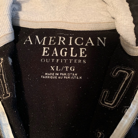 Vintage 90’s American Eagle Black and Gray zipper sweatshirt Hoodie - Picture 3 of 5